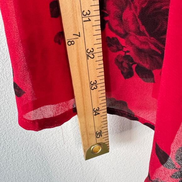 Torrid Dress Womens 10 Red Roses Dark Romance Chiffon Valentines Day Mini Party - Picture 10 of 11